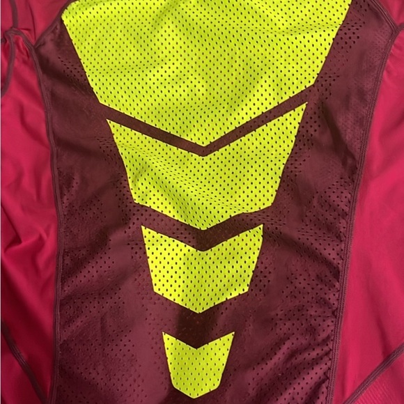 Nike Pro Combat Red  and yellow Athletic Shirt - Picture 5 of 6